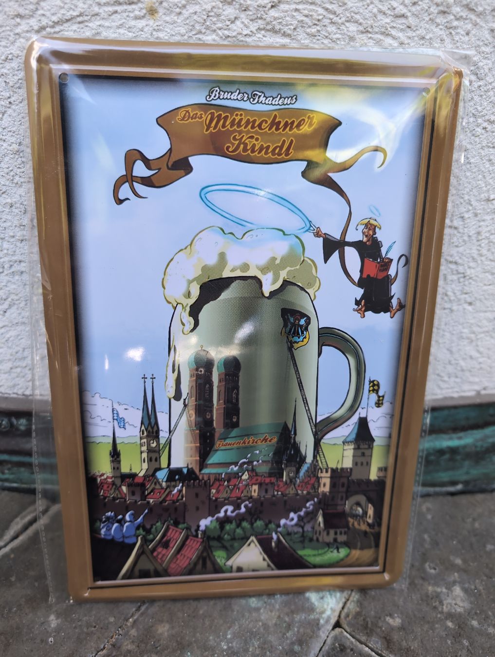 Insegne: Blechschild "Münchner Kindl" mit Bier & Stadtsiluete – Nuovo e nell'imballaggio originale da Rieden AG venduto da Lombego 3