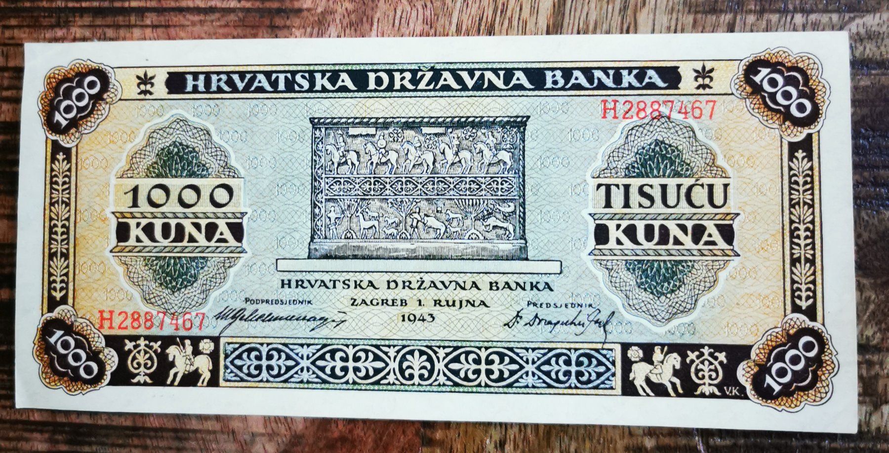 Banconote: Kroatien 1000 Kuna 1943 – Usato da Rotkreuz venduto da Titotesla