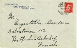 Brief, Edenhotel und Pension Davos Platz 1928