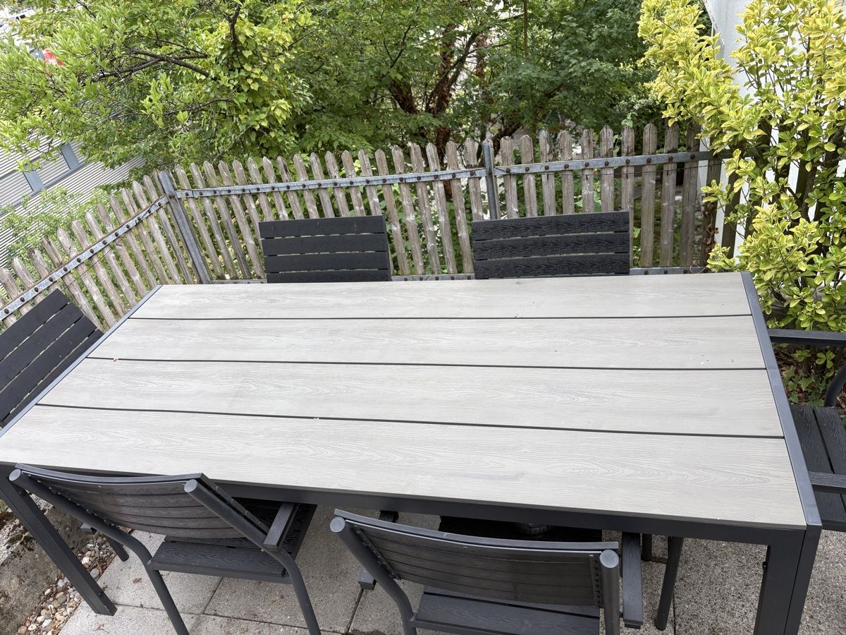 Jysk Tischset: Gartentisch mit 6 Stühlen Aluminium Anthrazit Grau – Gebraucht aus Baden von jon_p9nc 1