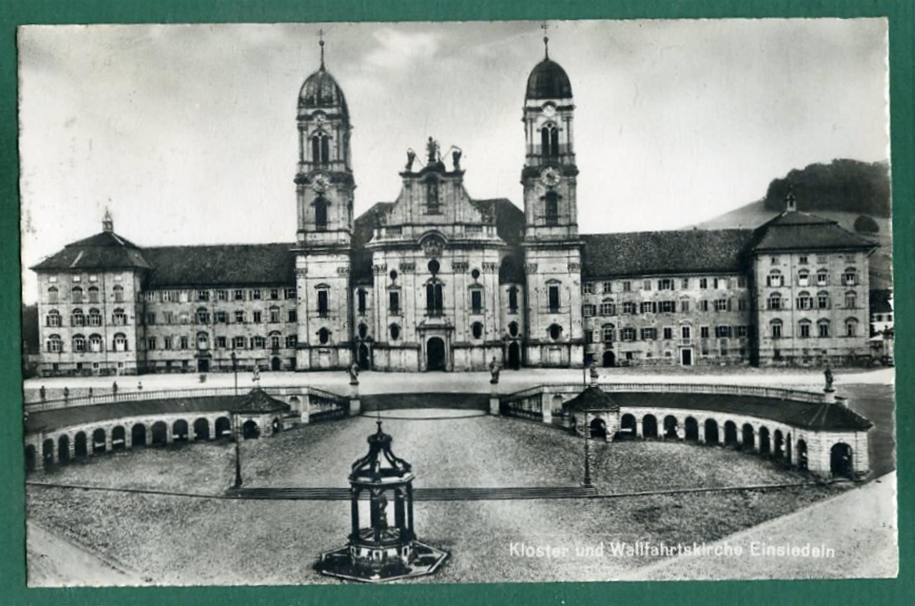 Cartoline postali: Einsiedeln, Kloster und Wallfahrtskirche, 1951, gelaufen – Usato da Sargans venduto da Hausi1951
