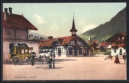 Zweisimmen, Blick zum Bahnhof, Poskutsch