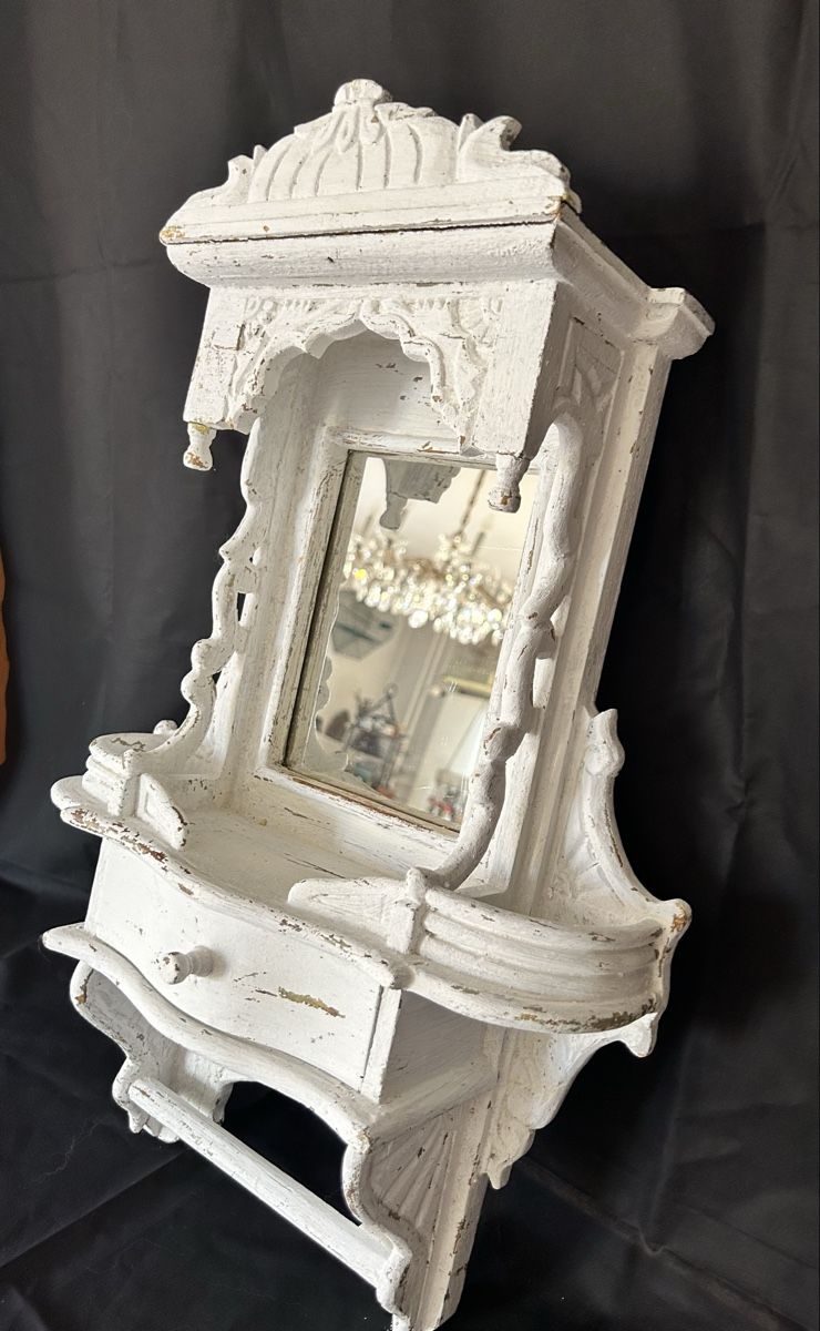 Scaffali: White Shabby Chic Wall Shelf with Mirror & Drawer! – Usato da Zürich venduto da Mistral61 2