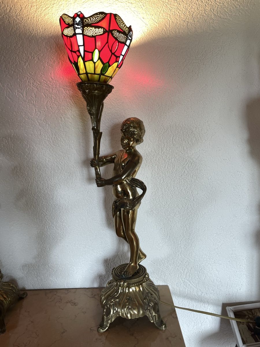 Tiffany & Co. Lampen: 2 Jugendstil Tiffany Lampen Lybelle Messing – Gebraucht aus Bern von fotolog111 1
