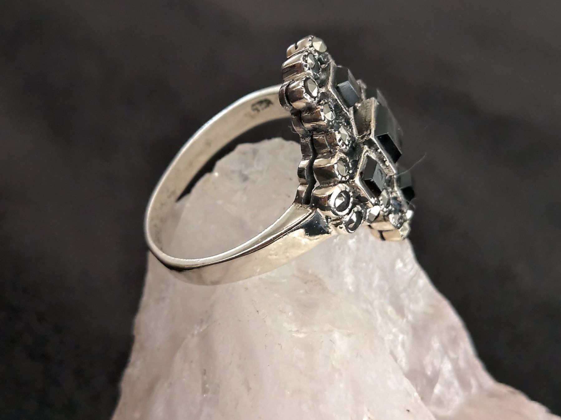 Anelli: Ring Silber 925 schwarzee Steine + Kreuz – Usato da Istighofen venduto da Ringparadies 2