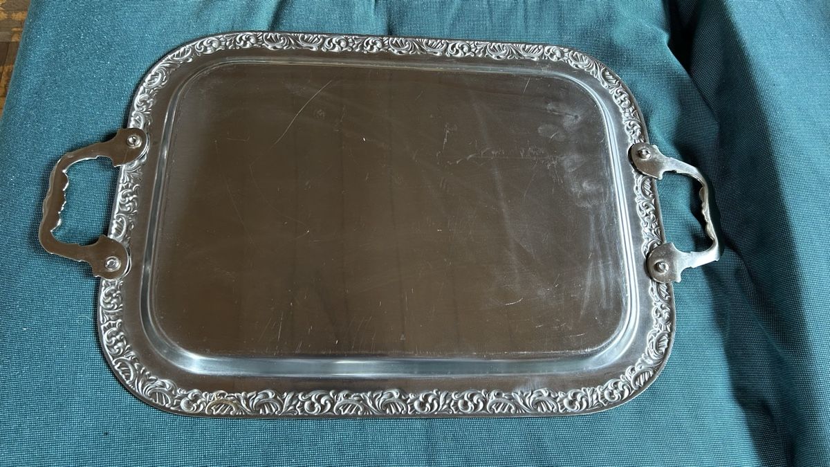 Servierplatten: Vintage Serviertablett, Chromstahl, mit Griffen – Gebraucht aus Merenschwand von Jacqueline99 2