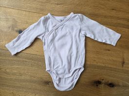 H&M Wickelbody Gr. 68, Langarmbody, rosa Bio-Baumwolle 