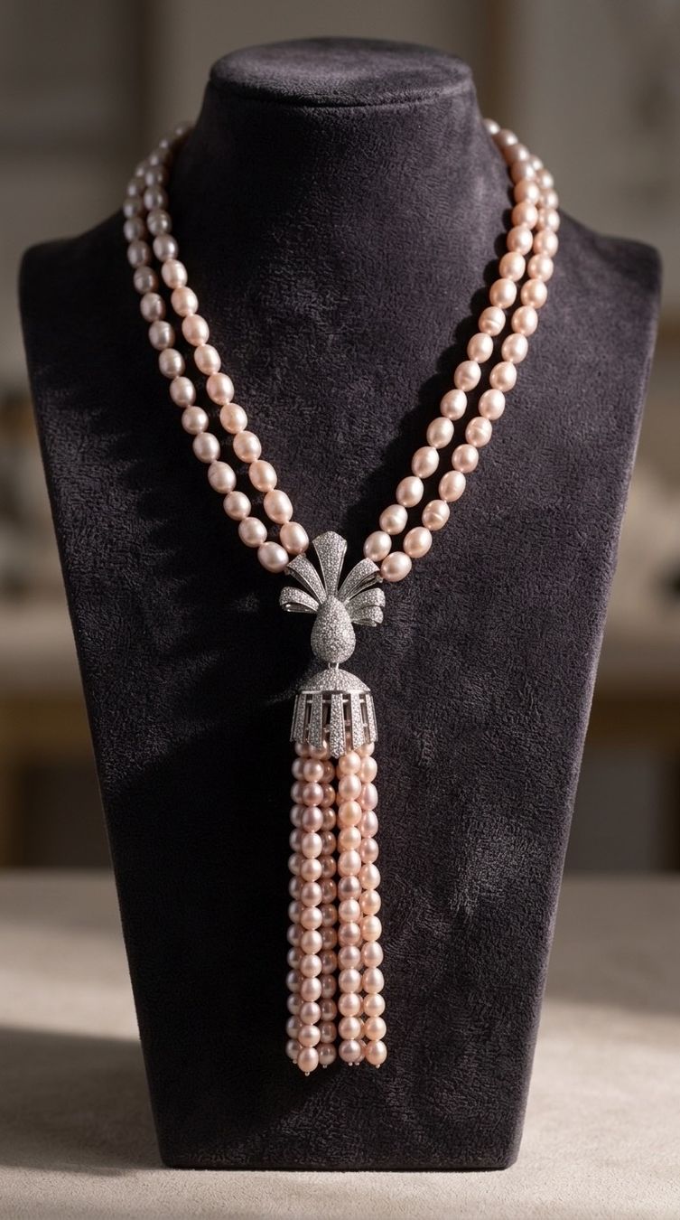 Catenine: Collier perles roses double rangées – Nuovo e nell'imballaggio originale da St-Maurice venduto da Sandrinette123