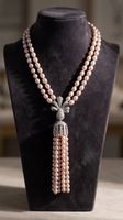 Collier perles roses double rangées