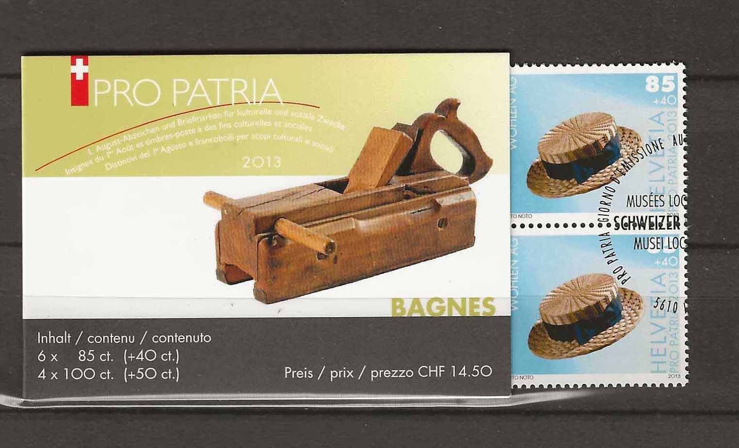 Tutti i francobolli: PPC2013 - Carnet Pro Patria 2013 1er j. – Usato da Trélex venduto da Phil_Albert