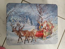 Blechdose Weihnachten Schlitten Rentier Santa Claus Guetzli