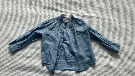 Sfera Blue Cotton Band Collar Shirt - Size 92-98
