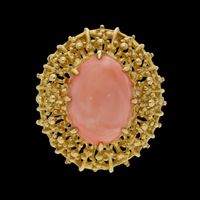 Engelshaut-Korallen-Ring, 18 Karat, Gr. 56