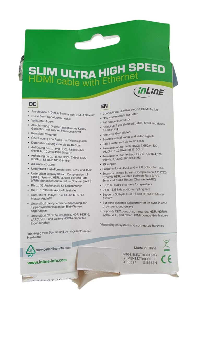 Cavi: INLINE HDMI Kabel mit Ethernet – Nuovo (secondo la descrizione) da Wangen b. Olten venduto da Restwert_Wangen 1