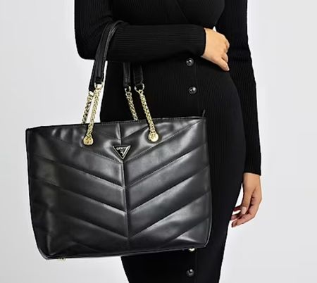 Guess Handtasche Damen Schwarz Gold Neuwertig