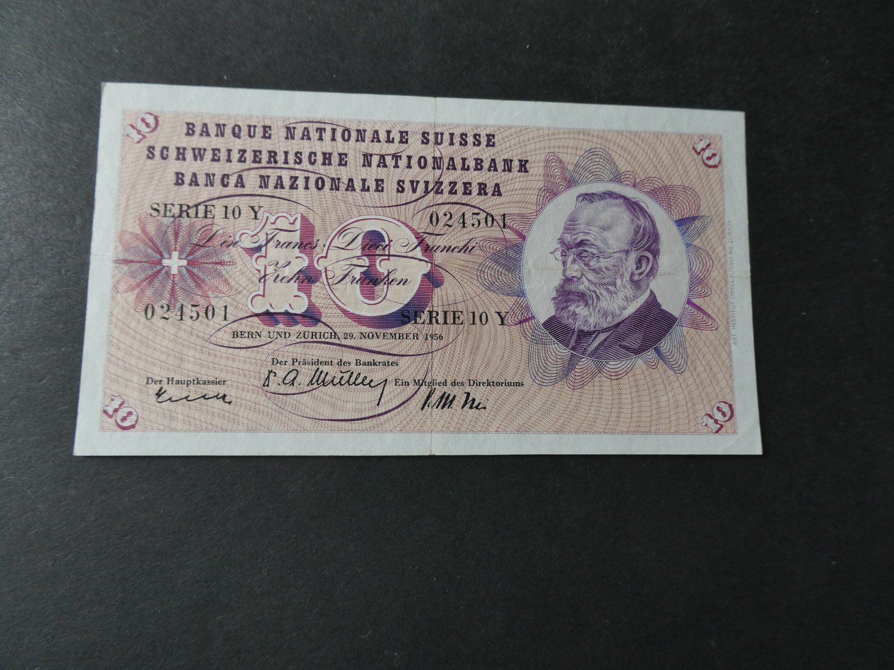 Banconote: Schweiz 1956, 10 Franken – Usato da Hinterforst venduto da Rohusri