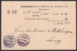 1885, Wertziffer Nr, 56 weisses Papier, Nachnahme von Luzern