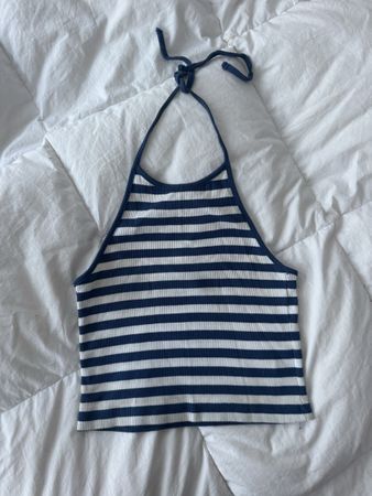 Top dos nu Brandy Melville rayé bleu blanc bon état