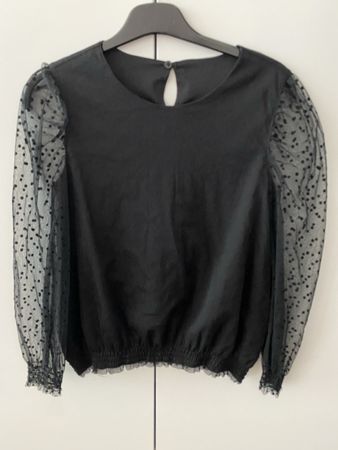 S. Oliver Bluse schwarz elegant, transparenten Ärmeln Gr. 34