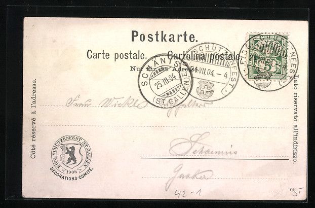Ansichtskarten: St. Gallen, Eidg. Schützenfest 1904, Fe – Gebraucht aus Berlin von bartko-reher 1