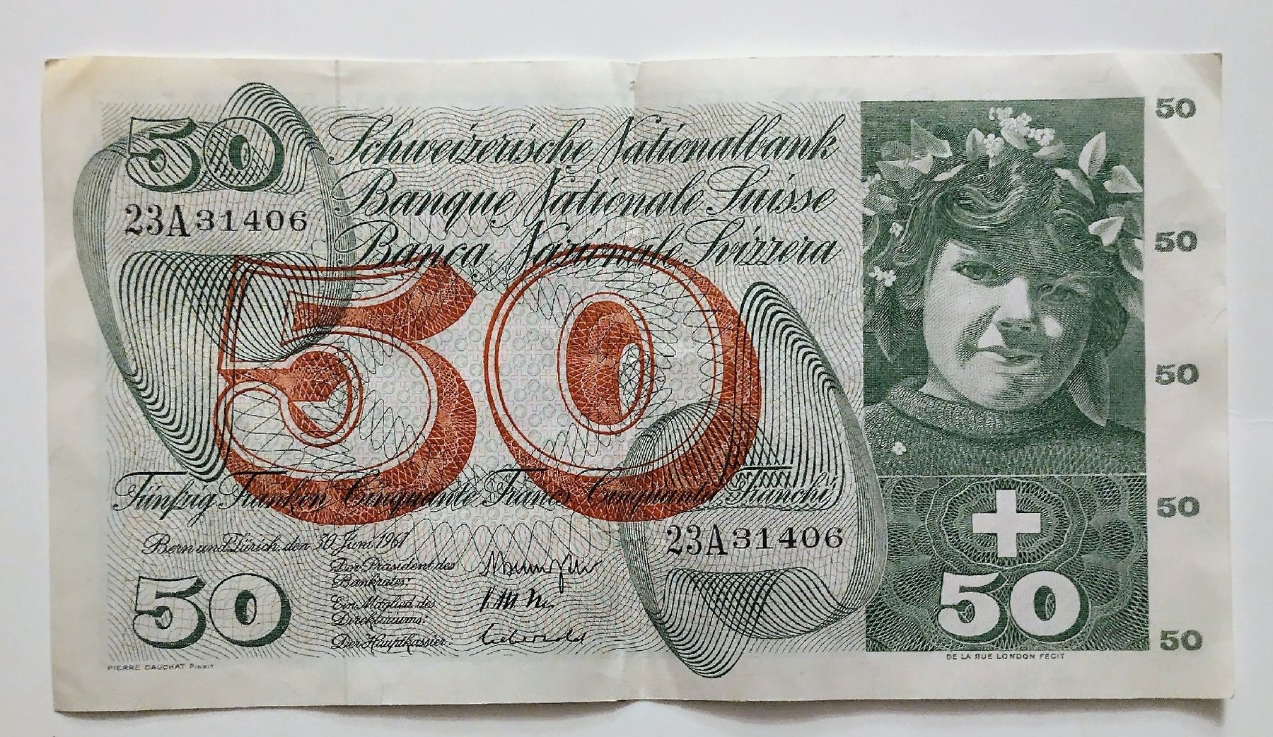 Banknoten: 50er Note, Schweizer Nationalbank – Gebraucht aus Steinhausen von MuRaTo 1