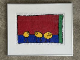PIET QUEKEL Niederlande Gemälde Guache „Chicks“