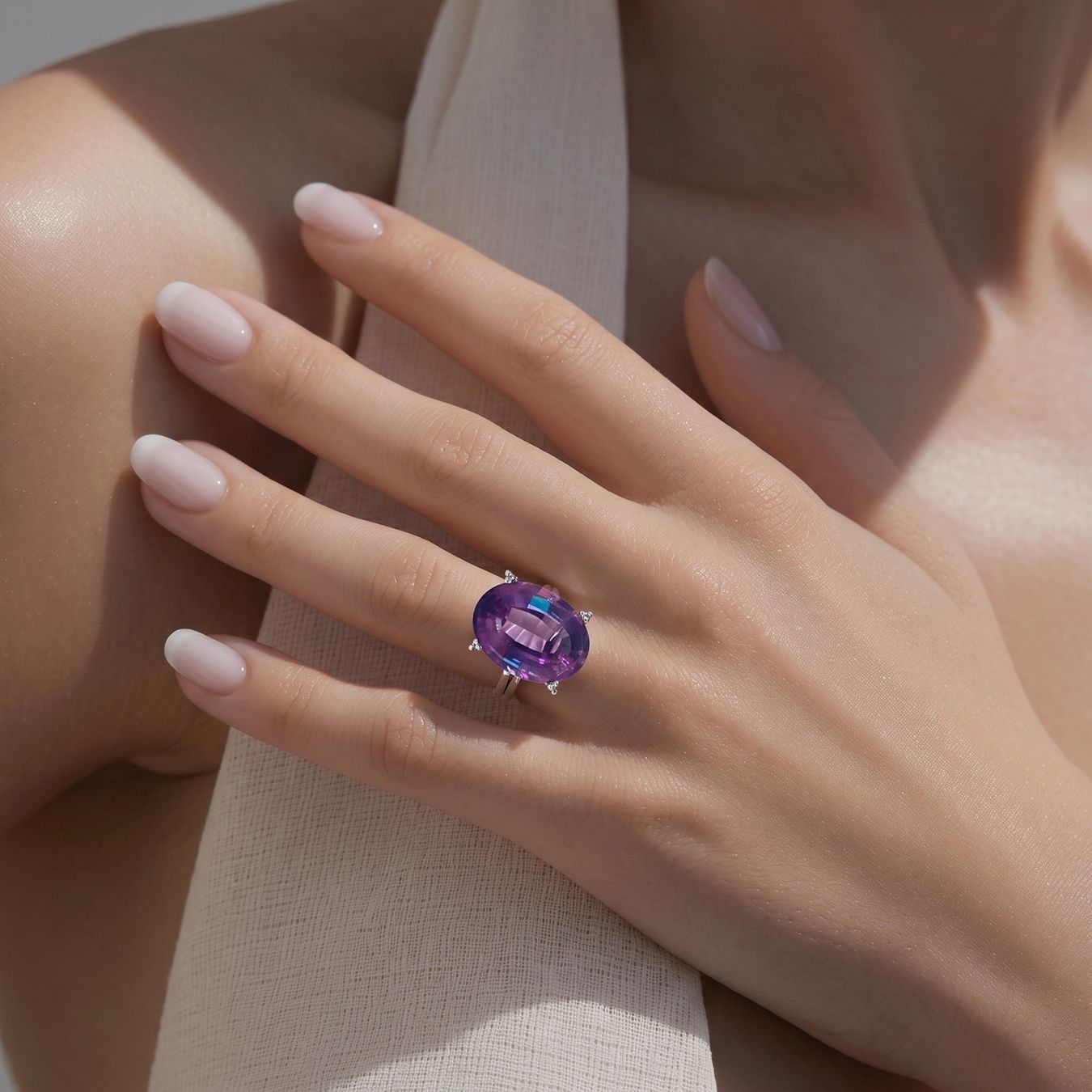Anelli: 18K 750 White Gold Amethyst Ring – Nuovo (secondo la descrizione) da Rüschlikon venduto da topswissvintage