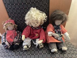 Vintage Stoffpuppen Trio - Sammlerstücke aus Grossmutters Ze