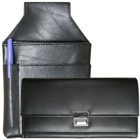 Servierportemonnaie-Set, Lederimitat, schwarz