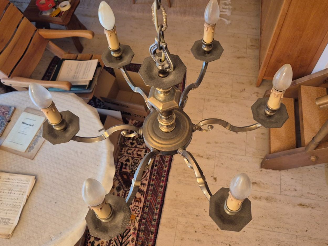 Lustres & lampes de plafonds: Messing Kronleuchter 6-flammig – D'occasion à Steinach par ACMO32O 2