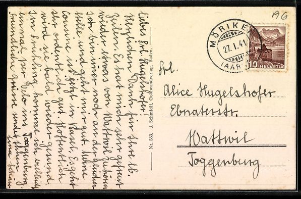 Cartoline postali: Möriken /Aargau, Teilansicht mit Kirche – Usato da Berlin venduto da bartko-reher 1