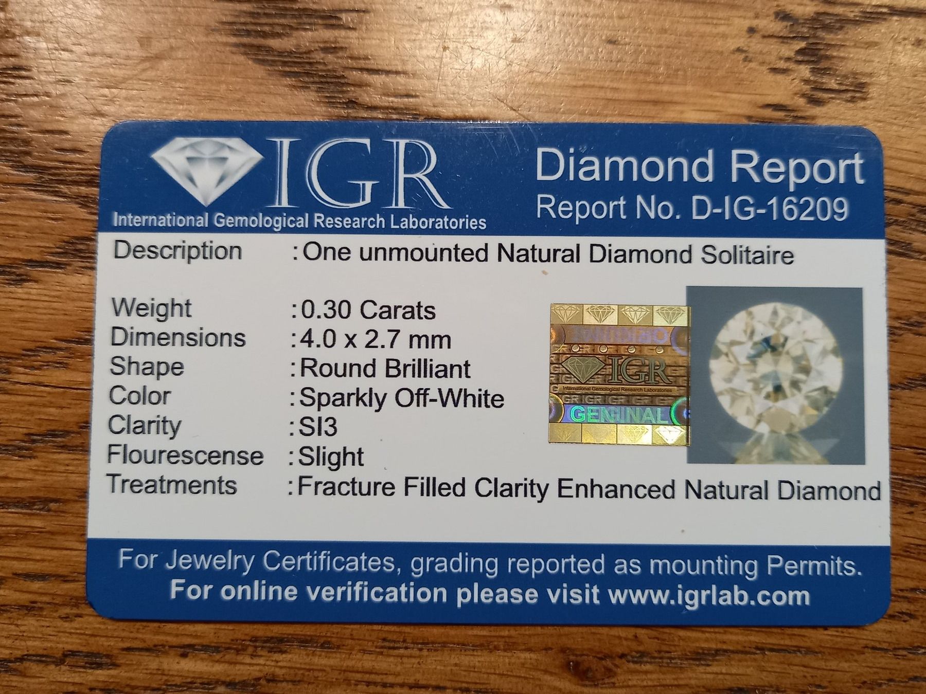 Pietre preziose: 0.30 cts. CERTIFIED Diamond, SI3, Sparkly Off-White – Usato da Aarau venduto da Reto_BA_01 4