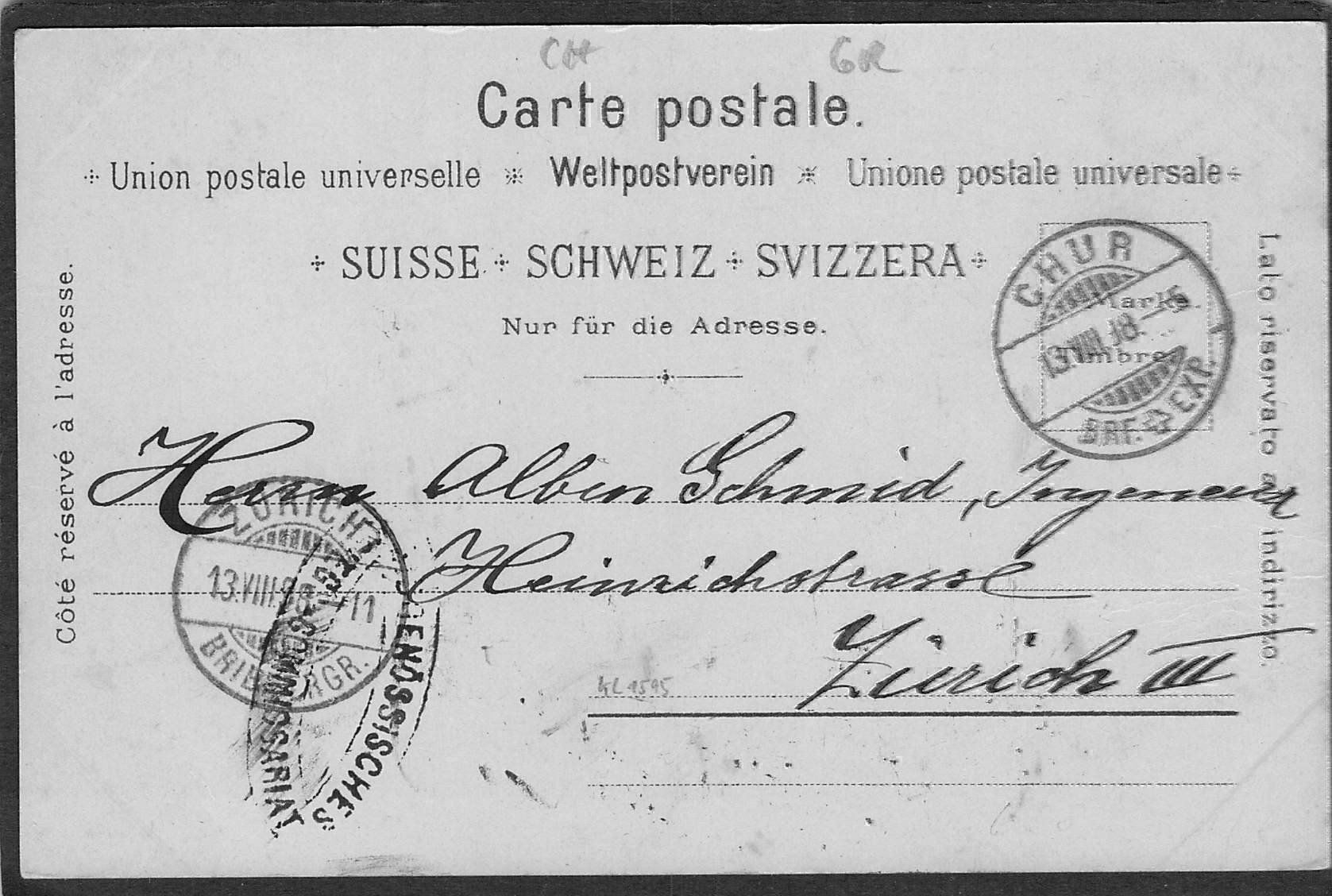 Cartoline postali: -Litho Gruss aus Chur , 1898 – Usato da Reichenburg venduto da Pipo-67 1