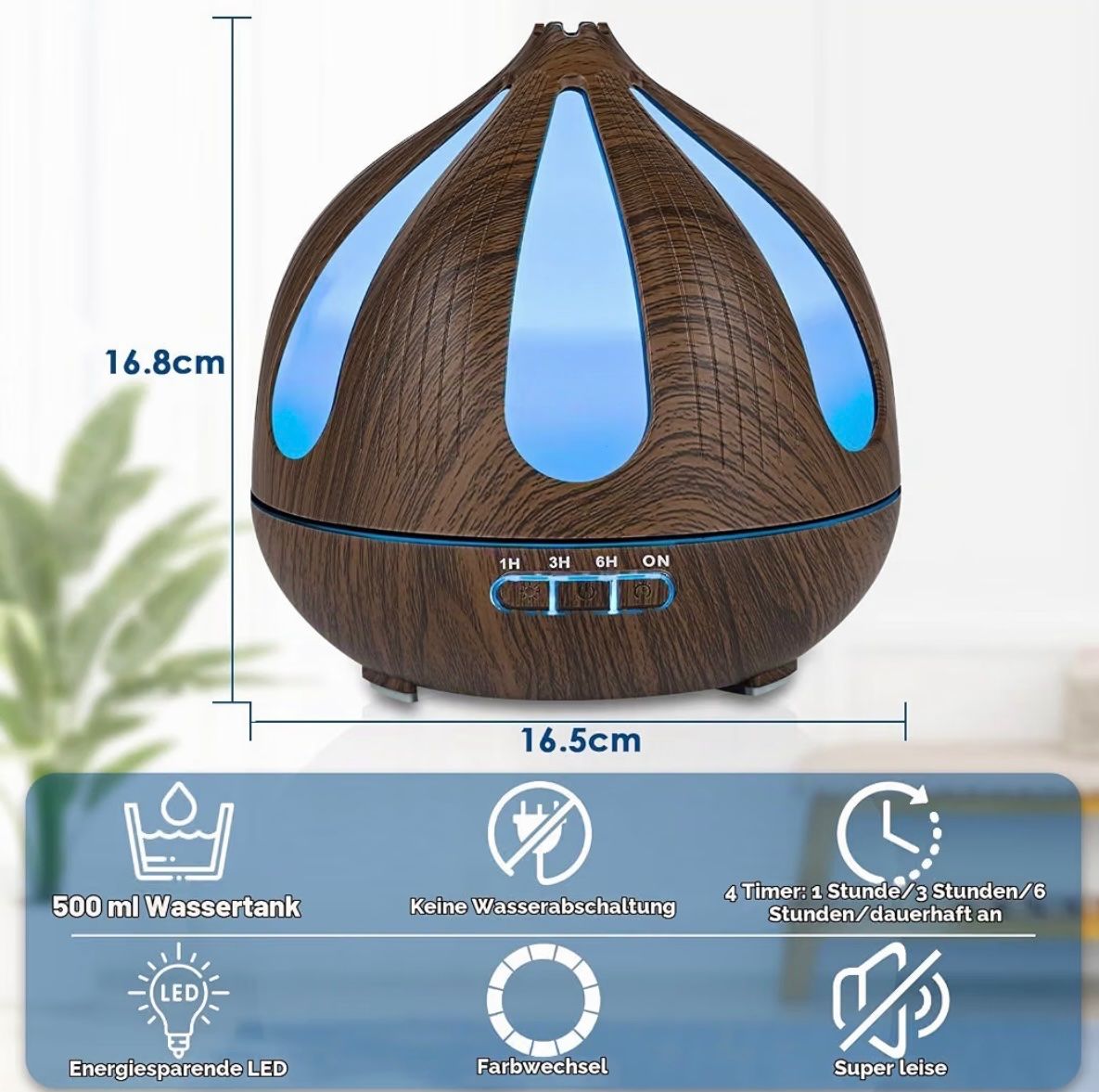 Diffusori di oli essenziali: Aroma Diffuser, 500ml braun, LED mit Fernbedienung – Nuovo e nell'imballaggio originale da Basel venduto da Seifehuesli 1