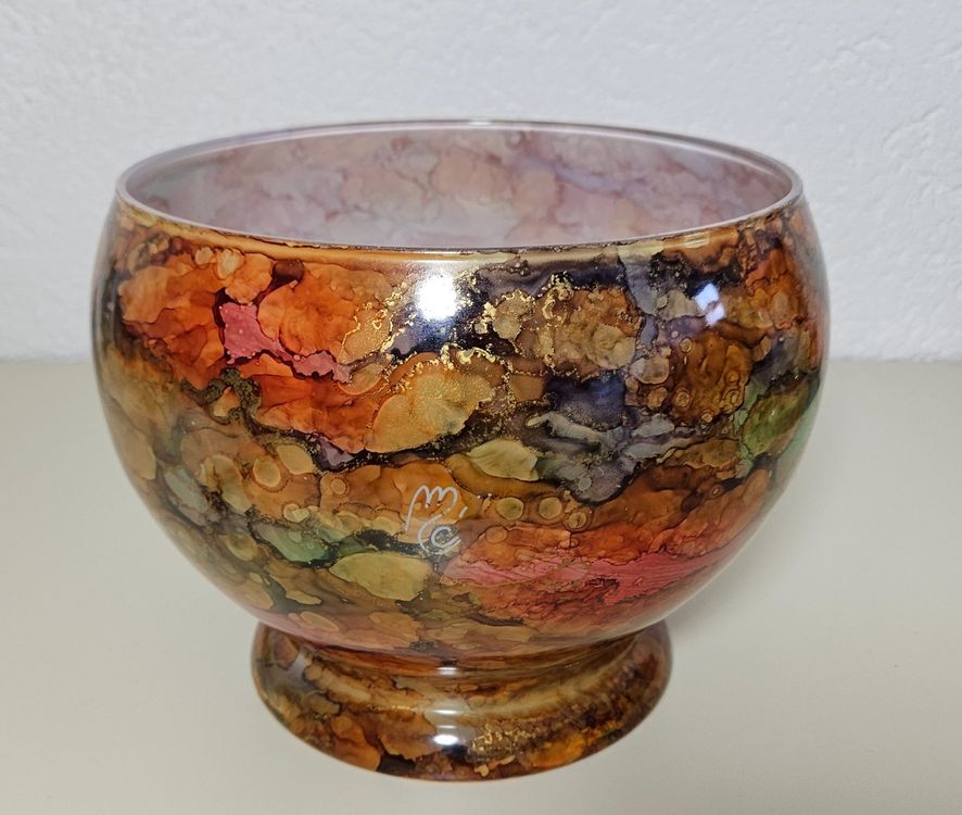 Vase en verre Laque LINE pièce unique réalisée à la main Signé
