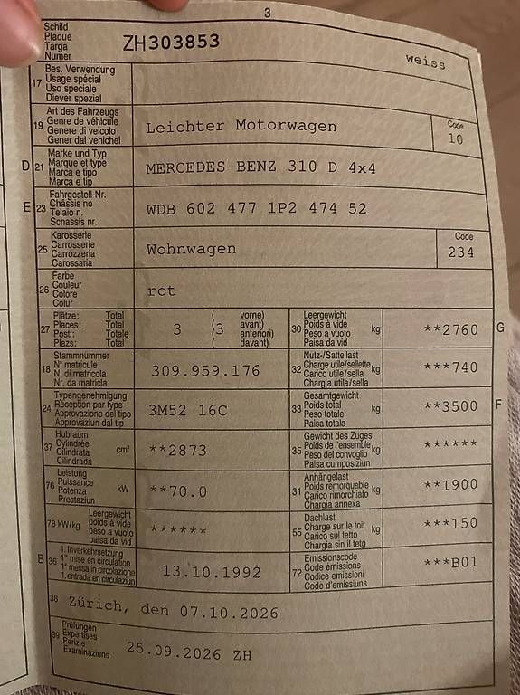 Camping Fahrzeuge: Mercedes 310 D 4x4 – Gebraucht aus Oetwil am See von aleab 3