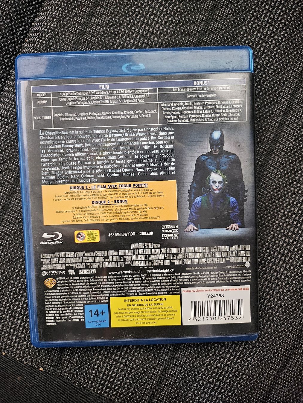 Tutti i DVDs: Blu-ray Le Chevalier Noir-Batman, Édition Spéciale – Usato da La Joux FR venduto da car_ck96 2