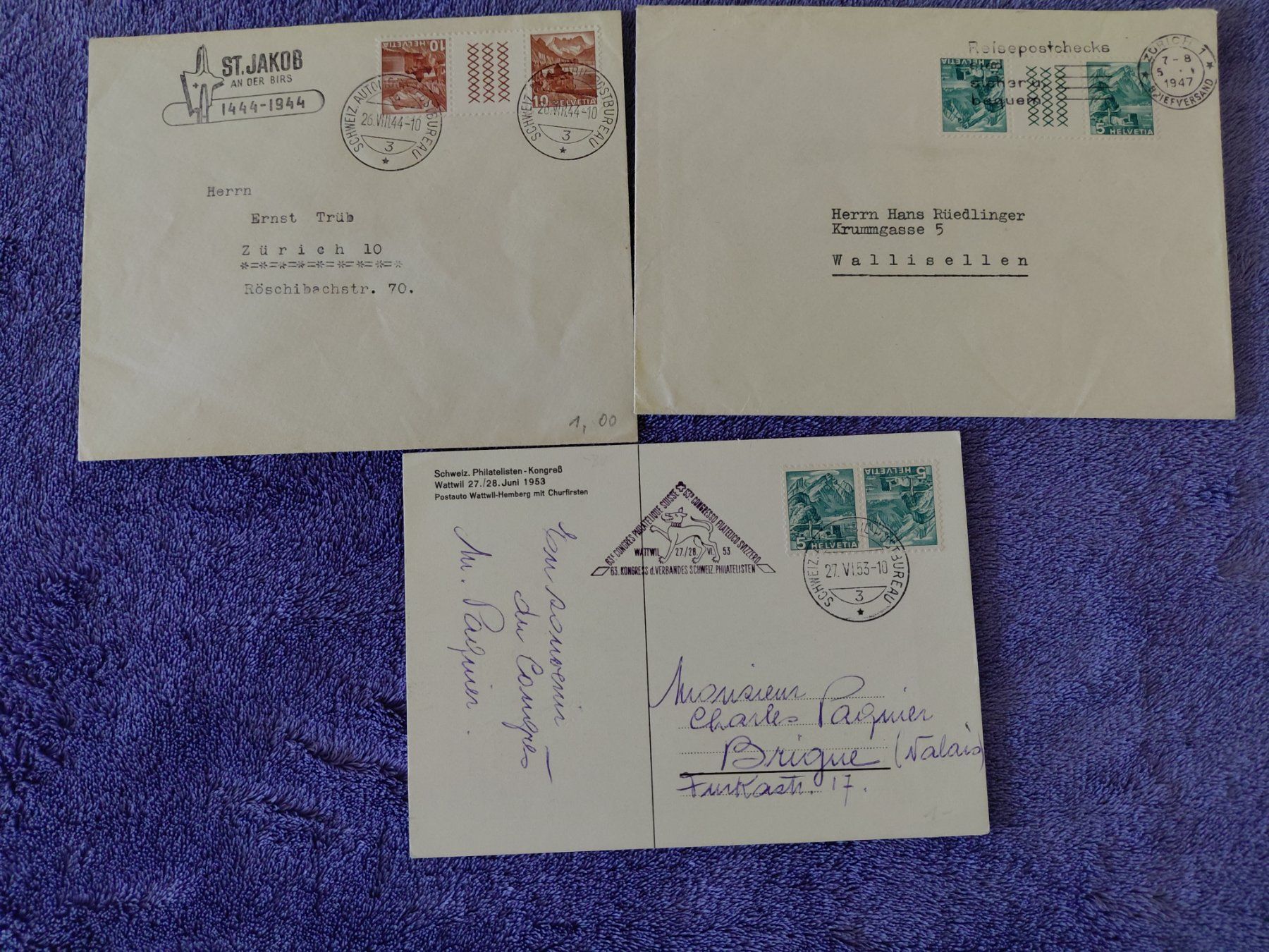 Alle Briefmarken: 3 Kehrdruckbriefe CH – Gebraucht aus Horw von Onurb008
