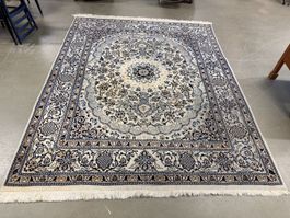 Orientteppich mit Fransen blau beige guter Zustand
