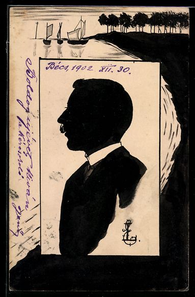 Cartes postales: Handgemalt: Porträt eines Mannes mit Sc – D'occasion à Berlin par bartko-reher