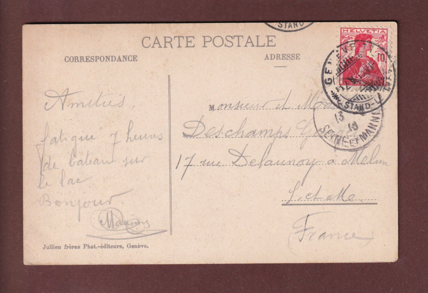 Cartoline postali: GENEVE et le Mont-Blanc - 1913 – Usato da Pully venduto da nicecards 1