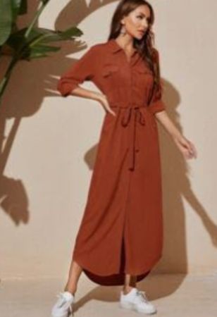Blusenkleid in Terrakotta - Grösse L