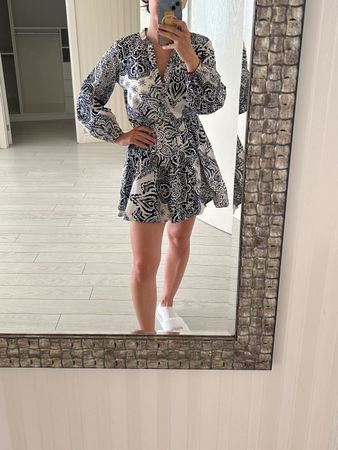 Zara white/blue summer dress (XS/S)