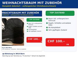 Künstlicher Weihnachtsbaum mit kompletter Deko mit Kindern 