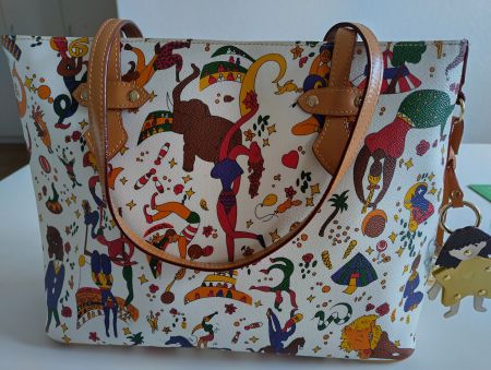 Tasche Piero Guidi Magic Circus, Weiss, echtes Leder wie NEU