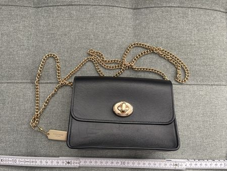 Coach Umhaengetasche Leder Schwarz Gold