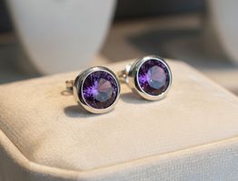 Silber 925 Ohrringe mit Amethyst - NEU