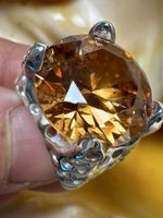 Unikat Silberring mit orange-gold farbenem Zirkonia