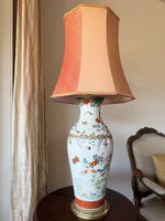 Vintage Porzellan Tischlampe mit Messing – 91 cm