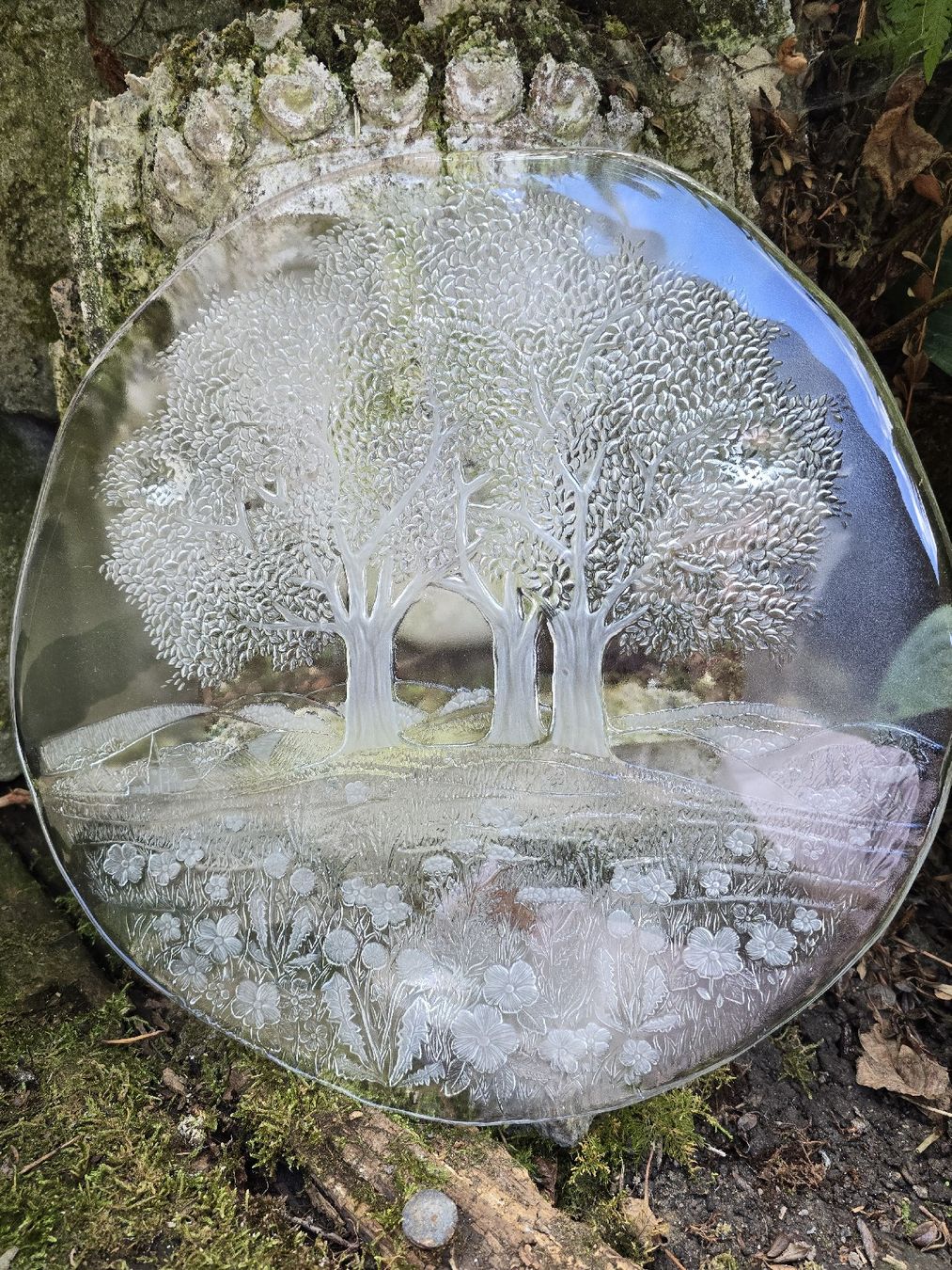 Glasi Hergiswil Plateaux: Glasplatte Hergiswil mit Baumrelief  – D'occasion à Walkringen par Vanuca 5